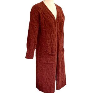 Hippie Rose Long Knit Cardigan Rust Size M #90E